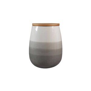 Ceramic Storage Jar by CIROA | Large Grey Handpainted Kitchen Canister 1.7 Quart